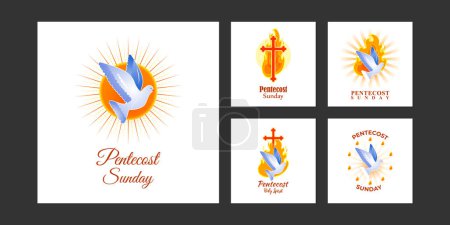 Ilustración de Ilustración vectorial de Pentecostés plantilla de maqueta de alimentación de historia de redes sociales - Imagen libre de derechos