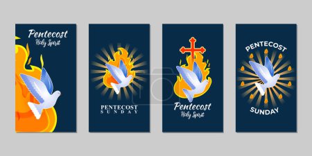 Ilustración de Ilustración vectorial de Pentecostés plantilla de maqueta de alimentación de historia de redes sociales - Imagen libre de derechos
