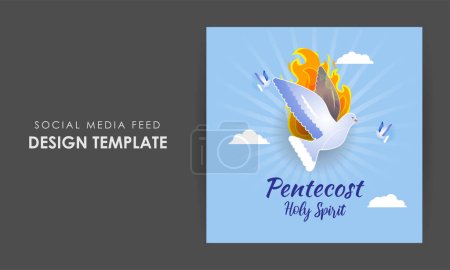 Ilustración de Ilustración vectorial de plantilla de maqueta de alimentación de historia de redes sociales de Pentecostés - Imagen libre de derechos