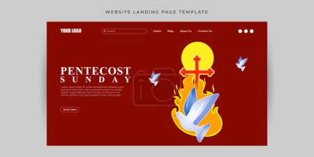 Ilustración de Ilustración vectorial de la maqueta de banner de la landing page del sitio web de Pentecostés - Imagen libre de derechos