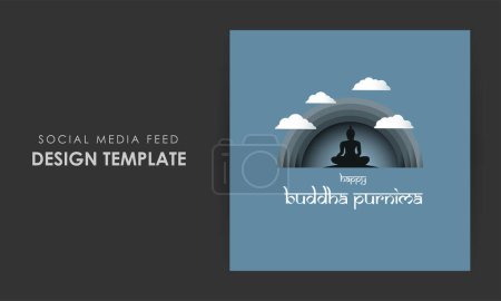 Illustration for Vector illustration of Happy Buddha Purnima social media story feed mockup template - Royalty Free Image