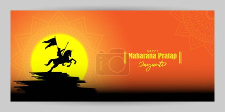 Illustration for Vector illustration of Maharana Pratap Jayanti social media story feed mockup template design - Royalty Free Image