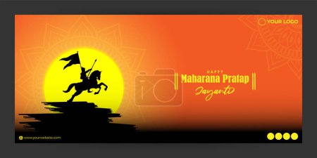 Illustration for Vector illustration of Maharana Pratap Jayanti social media story feed mockup template design - Royalty Free Image
