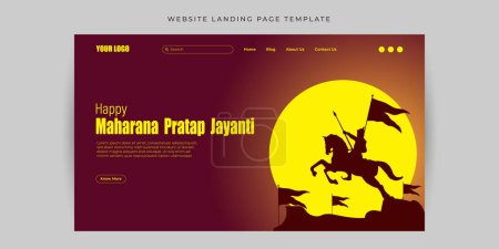 Illustration for Vector illustration of Maharana Pratap Jayanti Website landing page banner mockup design Template - Royalty Free Image