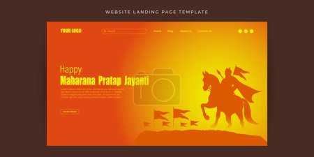Illustration for Vector illustration of Maharana Pratap Jayanti Website landing page banner mockup design Template - Royalty Free Image