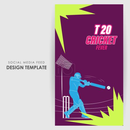 Illustration for Vector illustration of T-20 Cricket Tournament 2023 social media story feed mockup template - Royalty Free Image