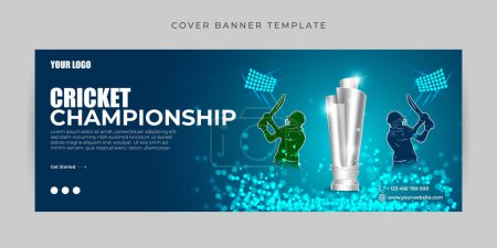 Illustration for Vector illustration of T20 Cricket Tournament 2023 Facebook cover banner mockup Template - Royalty Free Image
