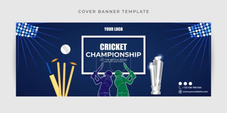 Illustration for Vector illustration of T20 Cricket Tournament 2023 Facebook cover banner mockup Template - Royalty Free Image