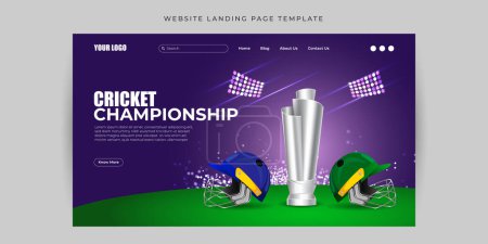 Illustration for Vector illustration of T20 Cricket Tournament 2023 Website landing page banner mockup Template - Royalty Free Image