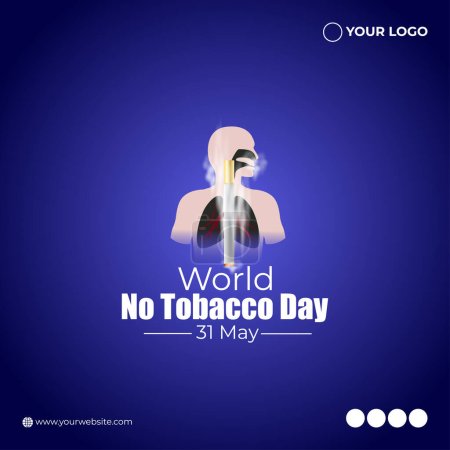 Vector illustration of World No Tobacco Day social media story feed mockup template