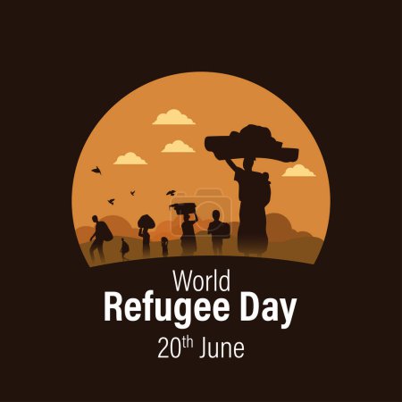 Illustration for Vector illustration of World Refugee Day 20 June social media feed story mockup template - Royalty Free Image