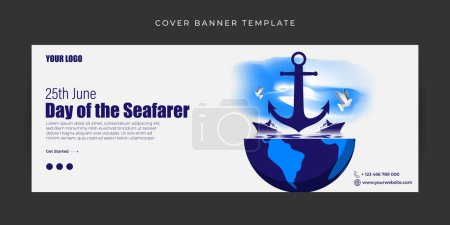 Illustration for Vector illustration of Day of the Seafarer 25 June social media feed story mockup template - Royalty Free Image