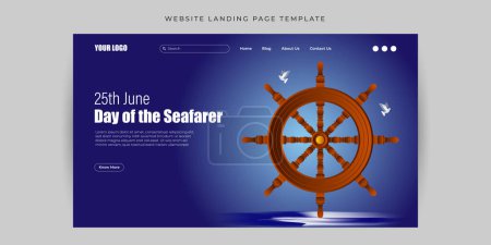 Illustration for Vector illustration of Day of the Seafarer 25 June social media feed story mockup template - Royalty Free Image