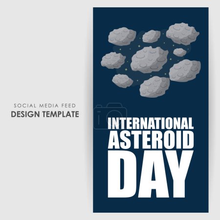 Illustration for Vector illustration of Asteroid Day 30 June social media story feed mockup template - Royalty Free Image