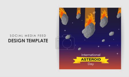Illustration for Vector illustration of Asteroid Day 30 June social media story feed mockup template - Royalty Free Image