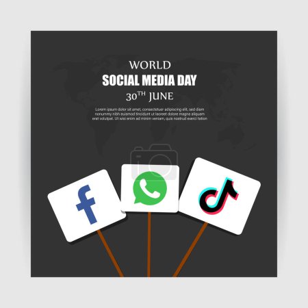Ilustración de Ilustración vectorial de la plantilla de maqueta del Día Mundial de los Medios Sociales - Imagen libre de derechos