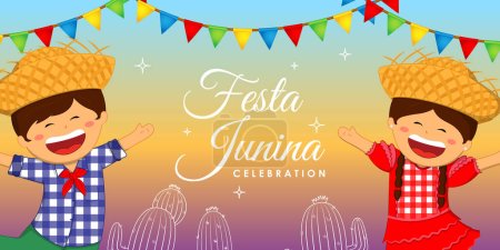 Vector illustration of Festa Junina social media story feed mockup template