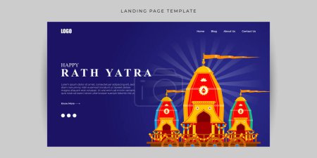 Illustration for Vector illustration of Happy Rath Yatra Website landing page banner mockup Template - Royalty Free Image