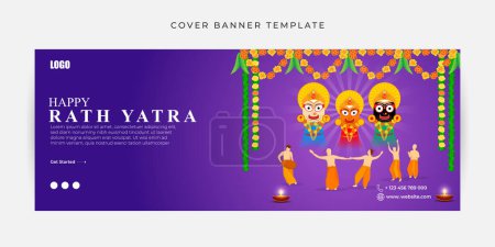 Illustration for Vector illustration of Happy Rath Yatra Facebook cover banner mockup Template - Royalty Free Image