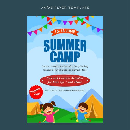 Vector illustration of Kids Summer Camp flyer template