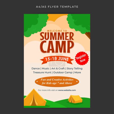 Vektorillustration der Flyer-Vorlage für das Kids Summer Camp