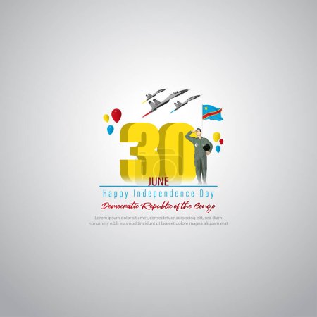 Vector illustration of Democratic Republic of the Congo Independence Day social media story feed