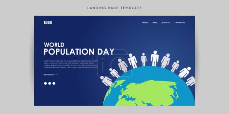 Téléchargez les illustrations : Illustration vectorielle du modèle de bannière de page de renvoi du site Web de la Journée mondiale de la population - en licence libre de droit
