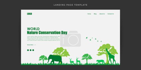 Ilustración de Ilustración vectorial del Día Mundial de la Conservación de la Naturaleza Página web landing page banner mockup Template - Imagen libre de derechos