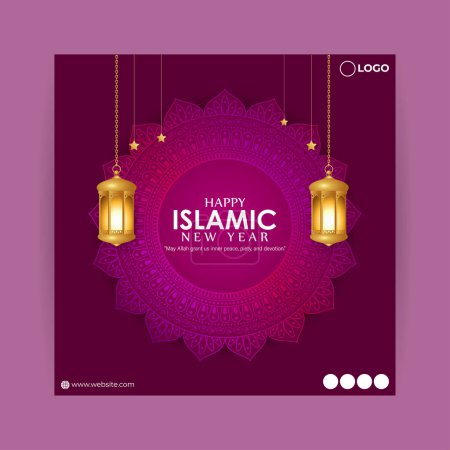 Ilustración de Ilustración vectorial de la plantilla de maqueta de alimentación de historias de feliz año nuevo islámico - Imagen libre de derechos