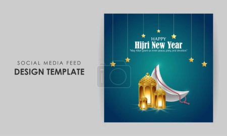 Ilustración de Ilustración vectorial de la plantilla de maqueta de noticias de año nuevo de Hijri - Imagen libre de derechos