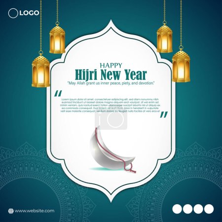 Ilustración de Ilustración vectorial de la plantilla de maqueta de noticias de año nuevo de Hijri - Imagen libre de derechos