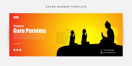 Illustration for Vector illustration of Happy Guru Purnima Facebook cover banner mockup Template - Royalty Free Image