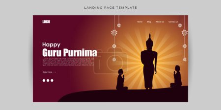 Illustration for Vector illustration of Happy Guru Purnima Website landing page banner mockup Template - Royalty Free Image