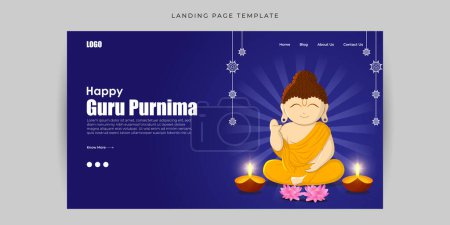 Téléchargez les illustrations : Illustration vectorielle du modèle de bannière de page de renvoi du site Web Happy Guru Purnima - en licence libre de droit