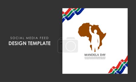 Ilustración vectorial de Happy Nelson Mandela Day plantilla de maqueta de alimentación de historia de redes sociales