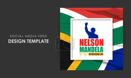 Vector illustration of Happy Nelson Mandela Day social media story feed mockup template