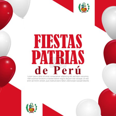 Vector illustration of Happy Peruvian National Holidays social media story feed mockup template