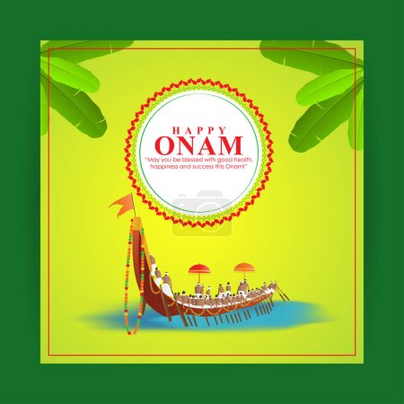 Téléchargez les illustrations : Illustration vectorielle du modèle de modélisation de flux d'histoires Happy Onam sur les médias sociaux - en licence libre de droit