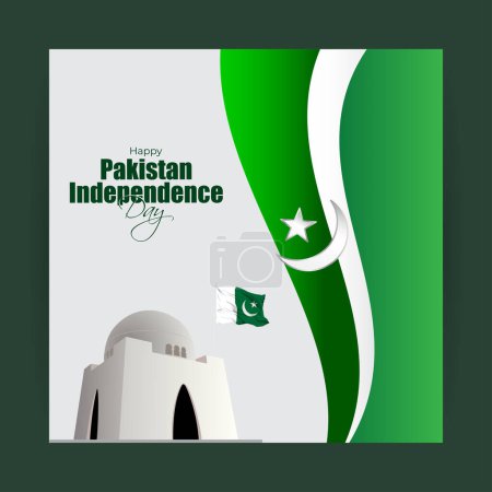 Téléchargez les illustrations : Illustration vectorielle du modèle de modélisation d'histoire de médias sociaux Happy Pakistan Independence Day - en licence libre de droit
