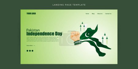 Téléchargez les illustrations : Illustration vectorielle du modèle de bannière de page de renvoi du site Web de Happy Pakistan Independence Day - en licence libre de droit