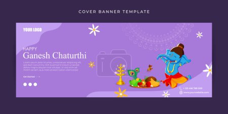 Téléchargez les illustrations : Illustration vectorielle du modèle de bannière de couverture Facebook Happy Ganesh Chaturthi - en licence libre de droit