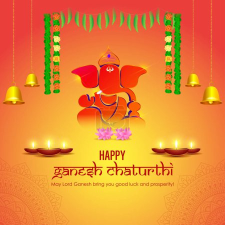 Ilustración de Ilustración vectorial de Happy Ganesh Chaturthi plantilla de maqueta de alimentación de historia de redes sociales - Imagen libre de derechos