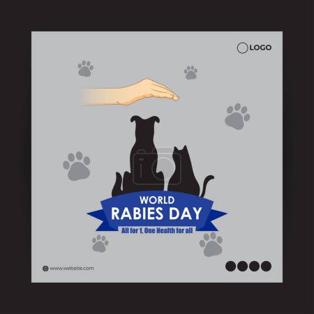Illustration for Vector illustration of World Rabies Day banner - Royalty Free Image