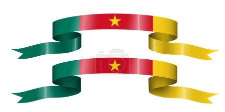 Ilustración de Conjunto de cinta de bandera con colores de Camerún para la decoración de la celebración del día de la independencia - Imagen libre de derechos