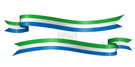 Illustration for Set of flag ribbon with colors of Siera Leone for independence day celebration decoration - Royalty Free Image