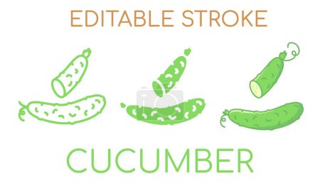 Cucumber line icon, filled and flat. editable stroke