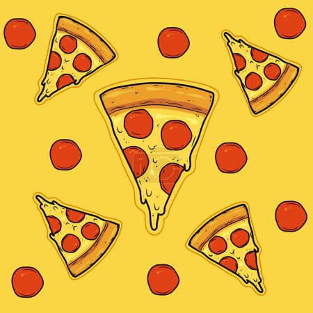 Foto de Pizza rebanada con queso y salchicha. Ilustración vectorial de alta calidad. - Imagen libre de derechos
