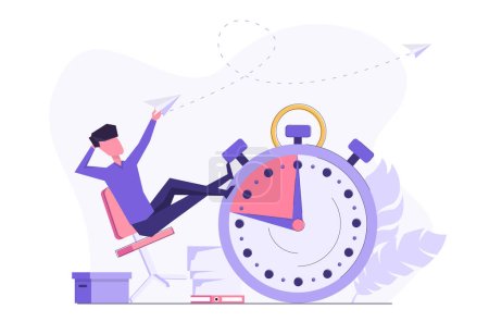 Illustration for Procrastination. A lazy employee rests on the job - Royalty Free Image