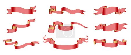 Foto de Set de cintas de seda gradiente metal rojo con oro - Imagen libre de derechos