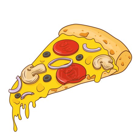 Téléchargez les illustrations : Un morceau de pizza. Illustration vectorielle plate. - en licence libre de droit